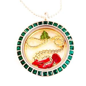 Ruby Slippers and Emerald City Silver Locket with Charms Wicked